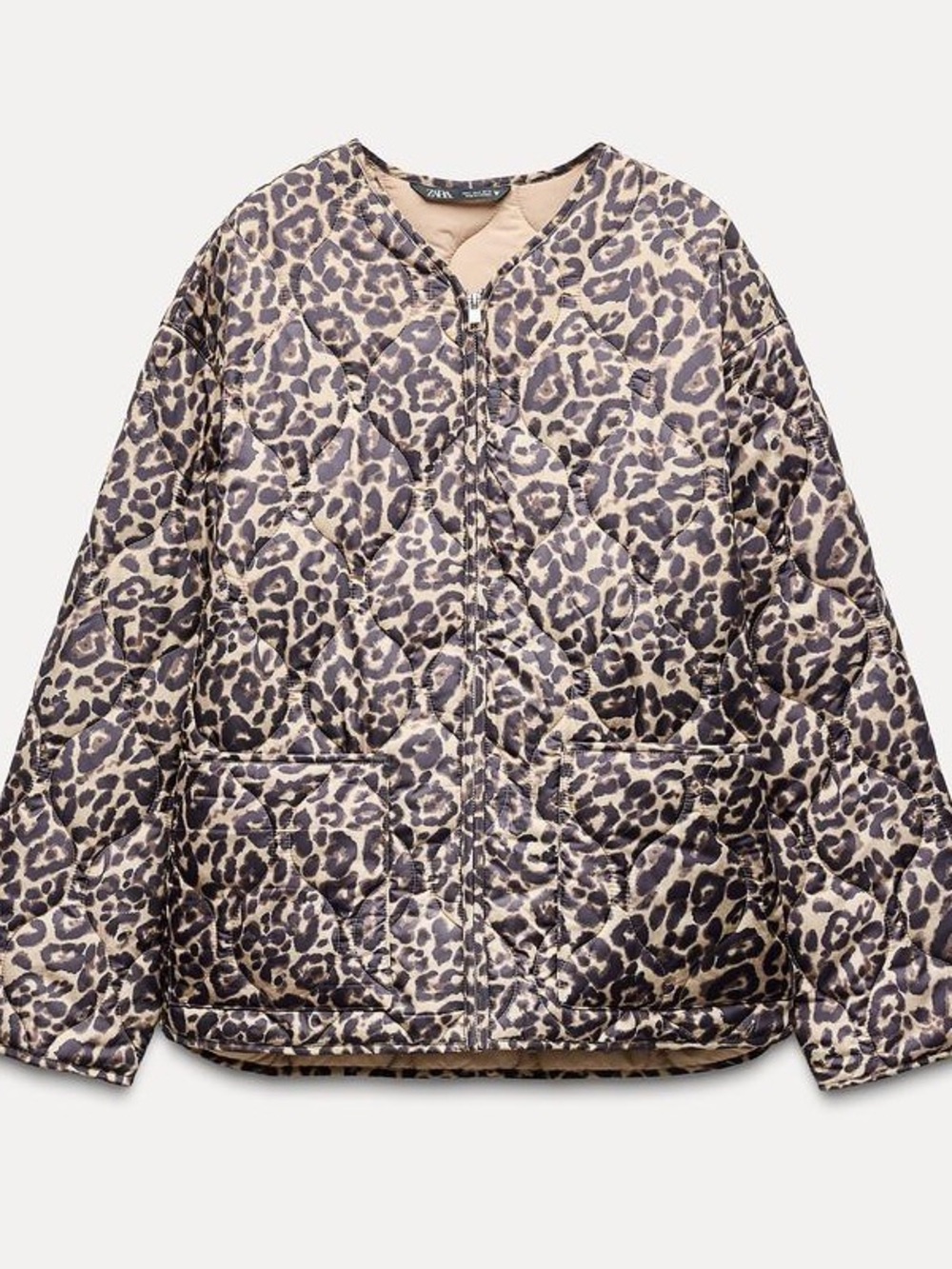 Zara Quilted Leopard-Print Liner Jacket